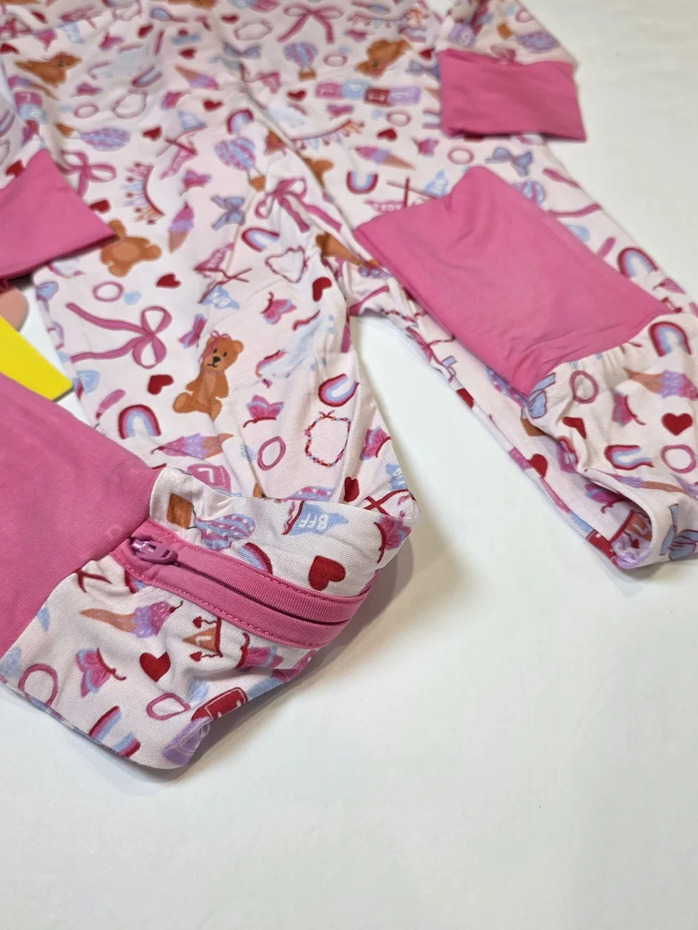 Remi & Friends Pink Teddy Bear Print Girl Kids Bamboo Zipper Convertible 18/24 M